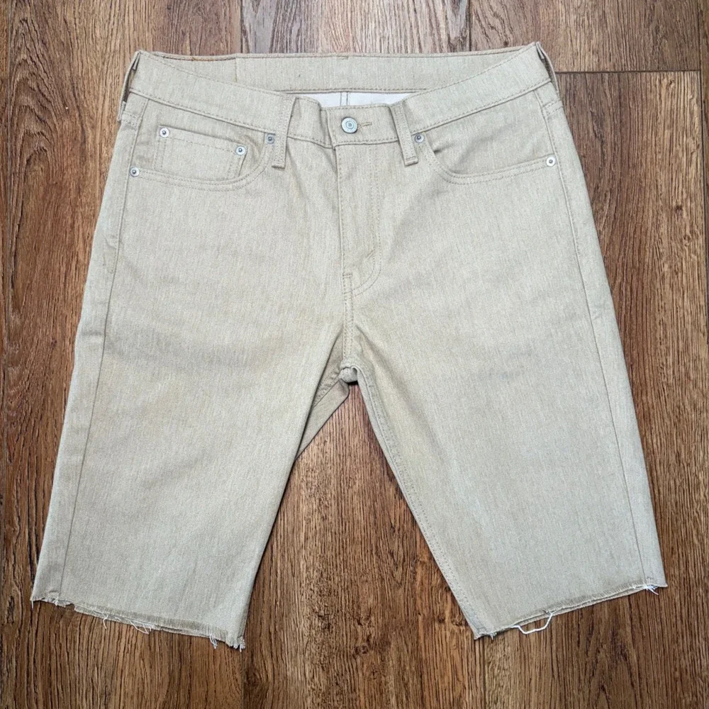 Levi's 511 Slim Cut Off Denim Shorts Khaki Mens 32 Cutoff Raw Hem Skater Punk